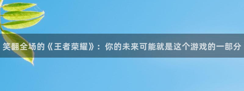 杏悦娱乐登录测试：笑翻全场的《王者荣耀》：你的未来可能就是这