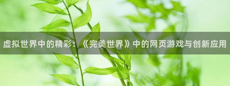 杏悦平台登录入口：虚拟世界中的精彩：《完美世界》中的网页游戏